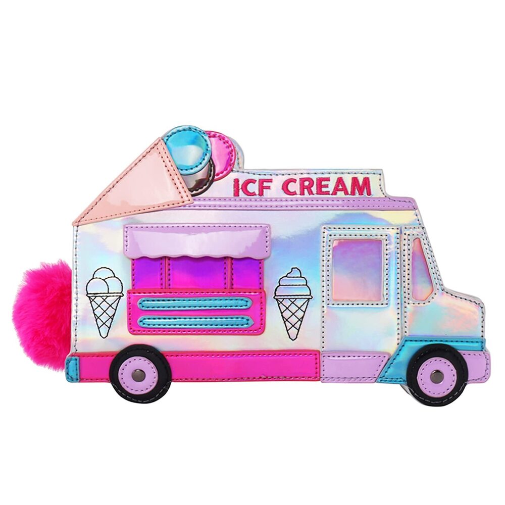 4315 Girls Cute Bus Taxi Shaped Chain Shoulder Bag Ice Cream Embroidered